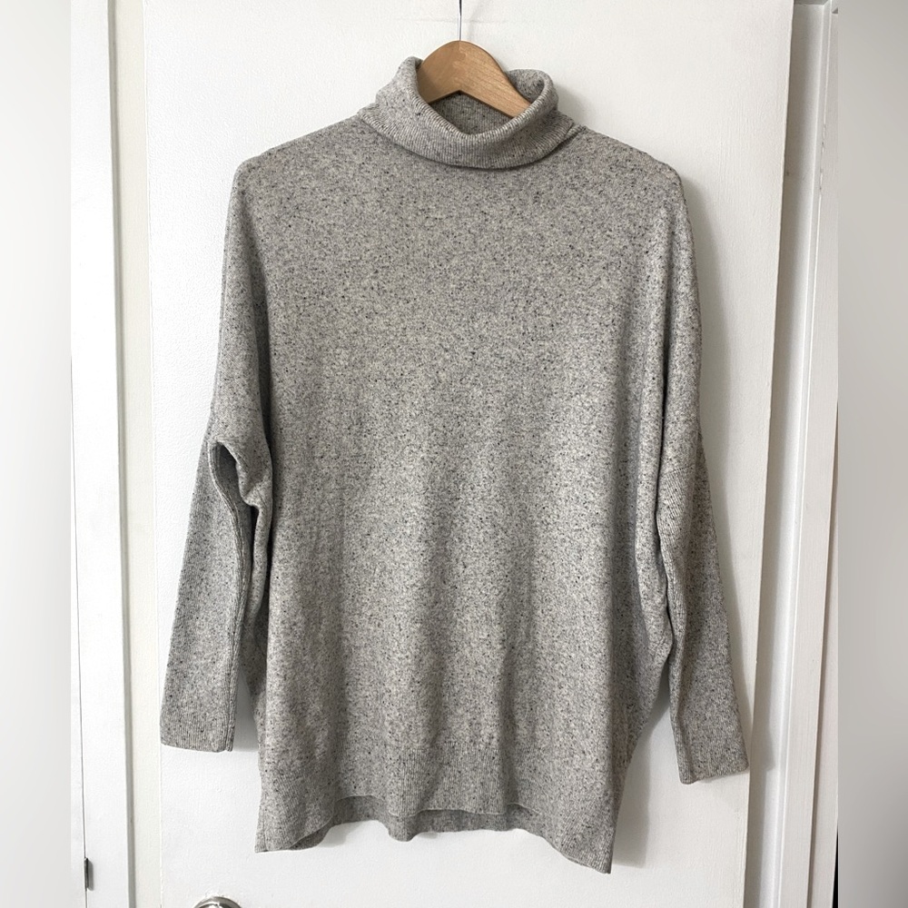 COS gray speckled wool dolman sleeve turtleneck sweater​